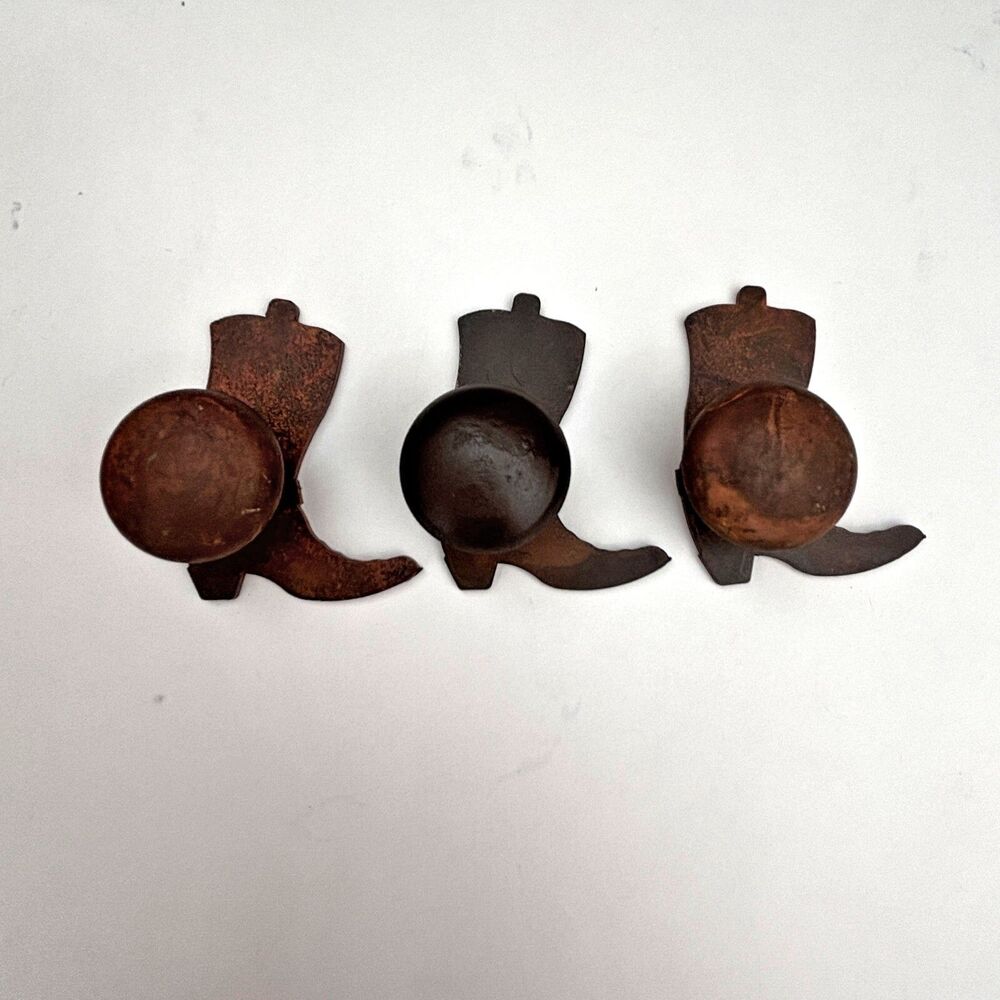 Reversible Cowboy Boot Metal Drawer Knob Natural Rust Patina Cabin Core Rustic
